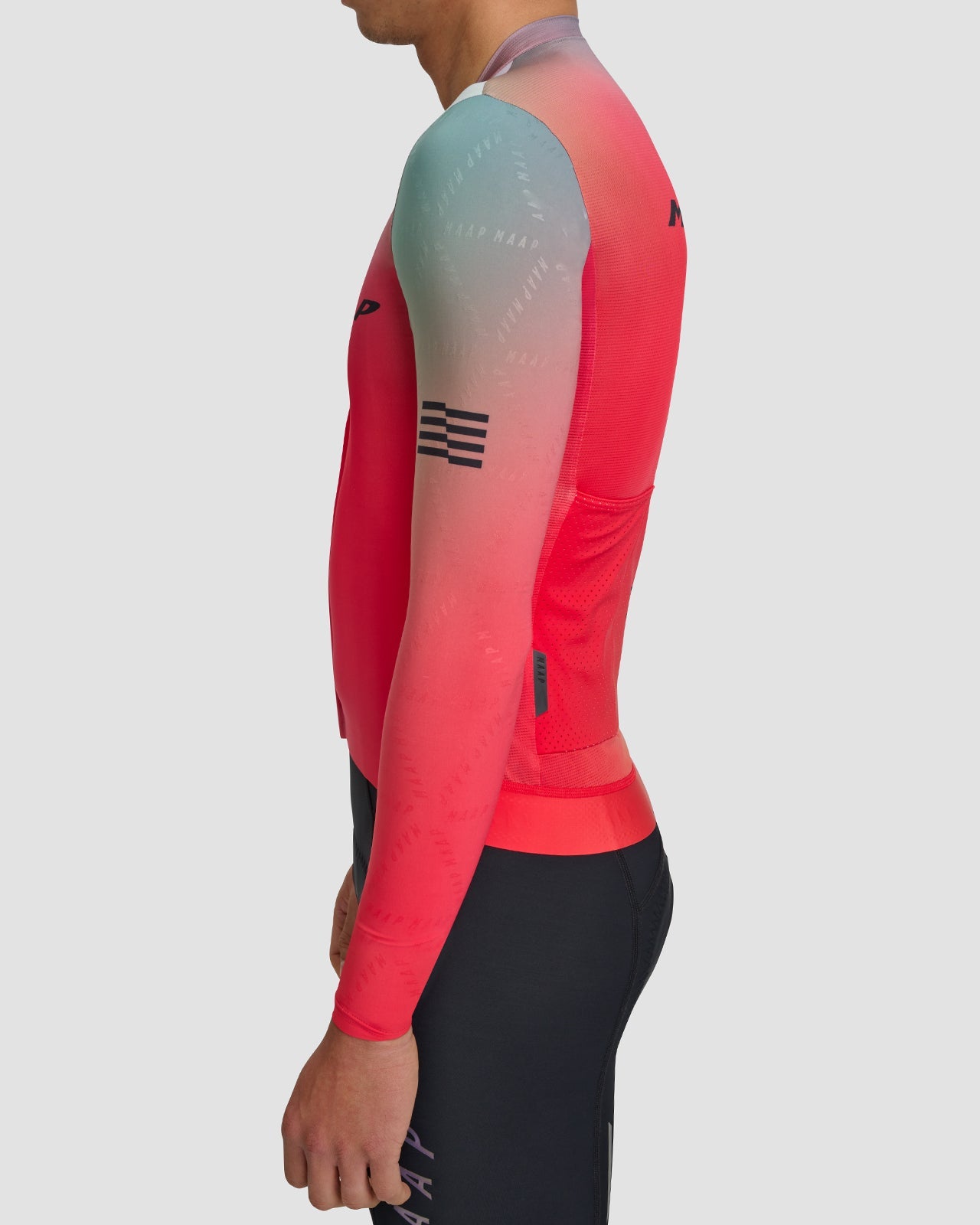 Marškinėliai MAAP Blurred Out Pro Hex LS Jersey 2.0 / Red Mix