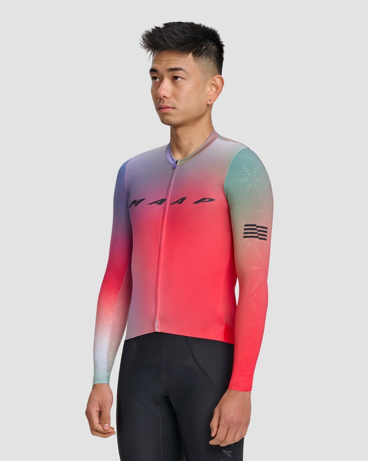 Marškinėliai MAAP Blurred Out Pro Hex LS Jersey 2.0 / Red Mix